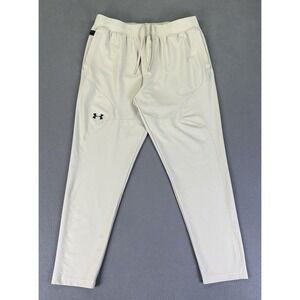 Under Armour Joggers Pants Mens XL Beige Unstoppable Tapered Performance Lounge